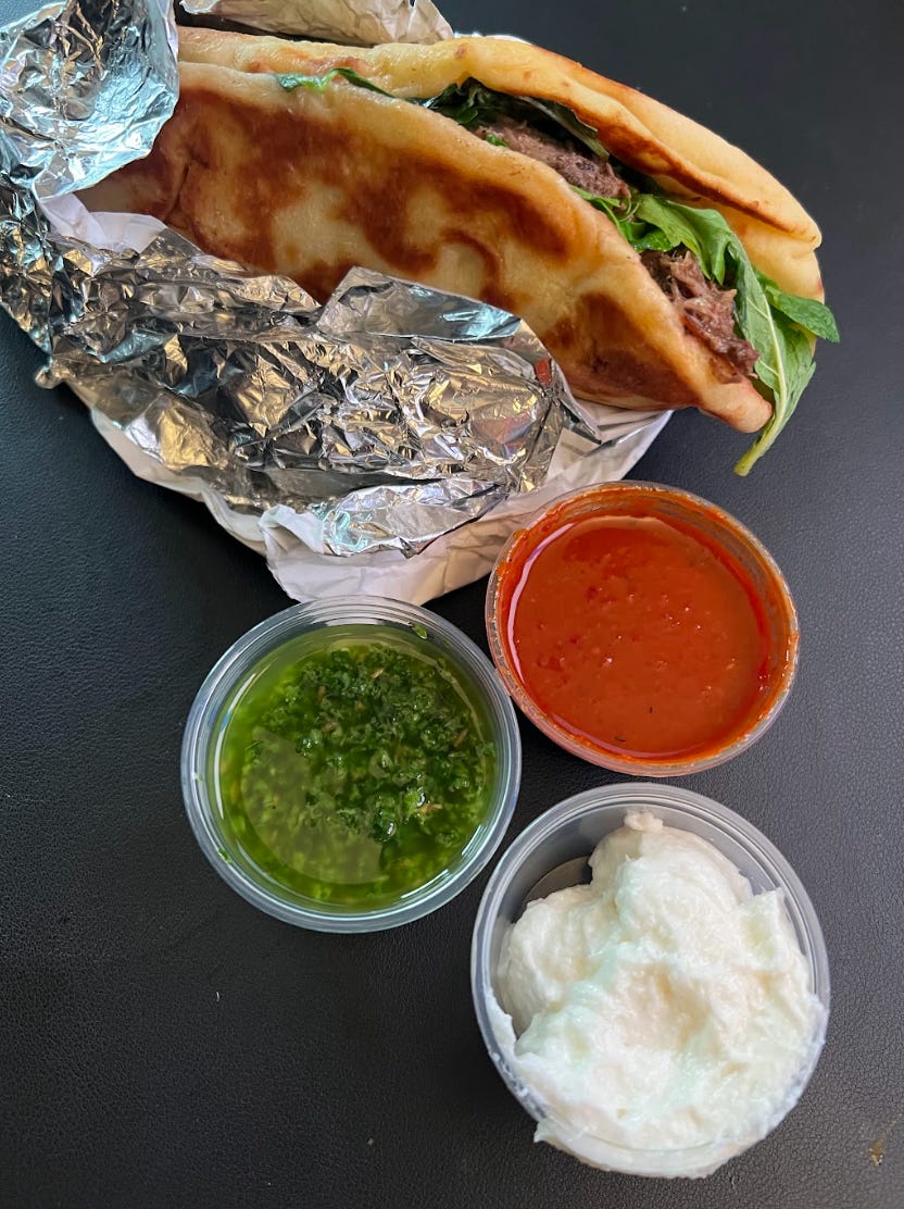 Lamb shawarma with three sauces from Wonder