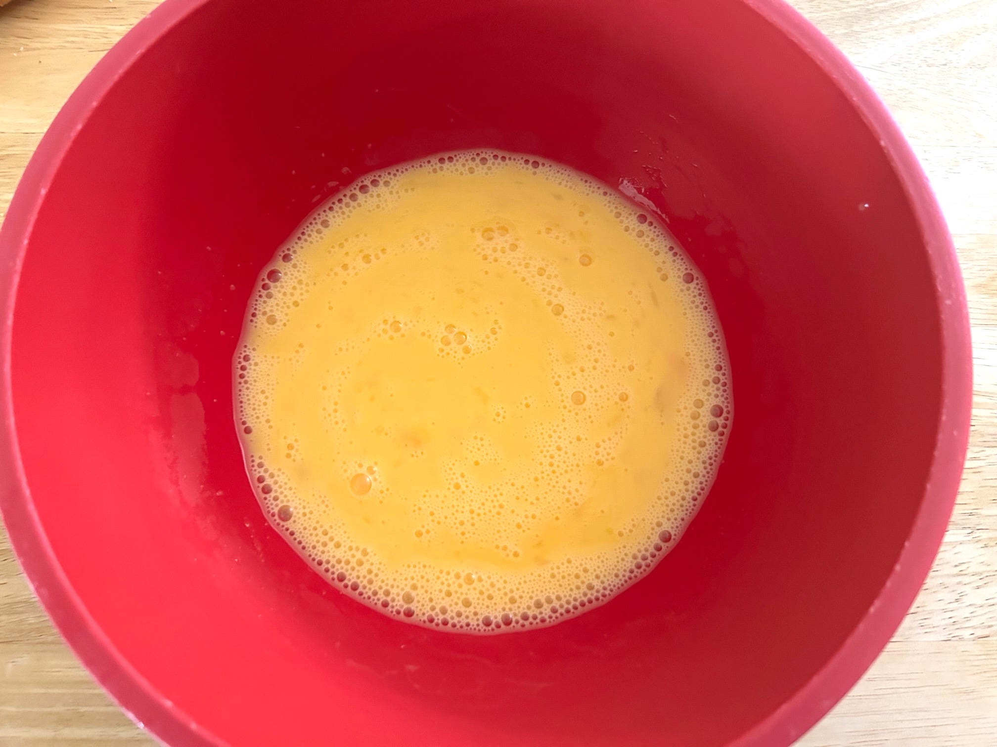 Making the mixture for Ina Garten's cacio e pepe eggs