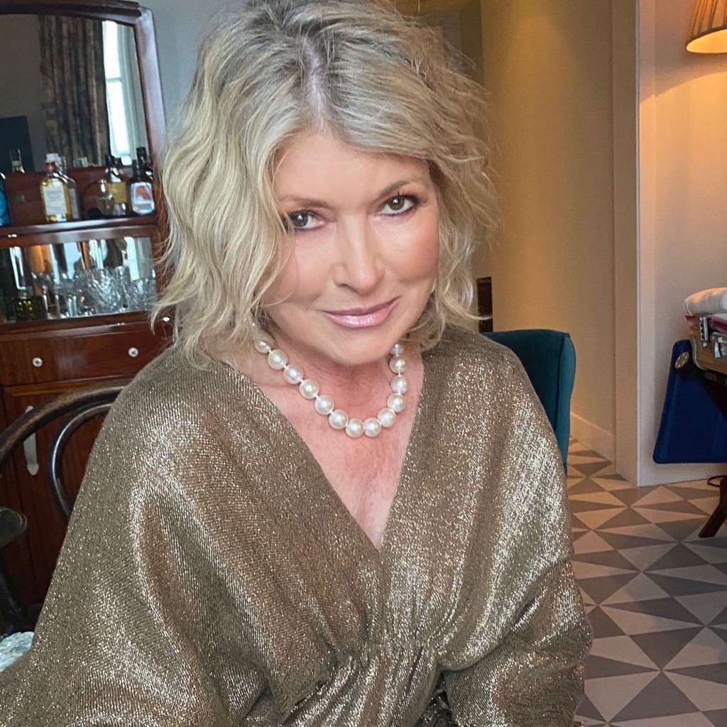 Martha Stewart getting her makeup done
