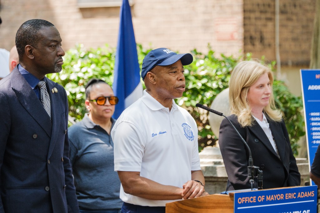Mayor Eric Adams speaking at a press conference.