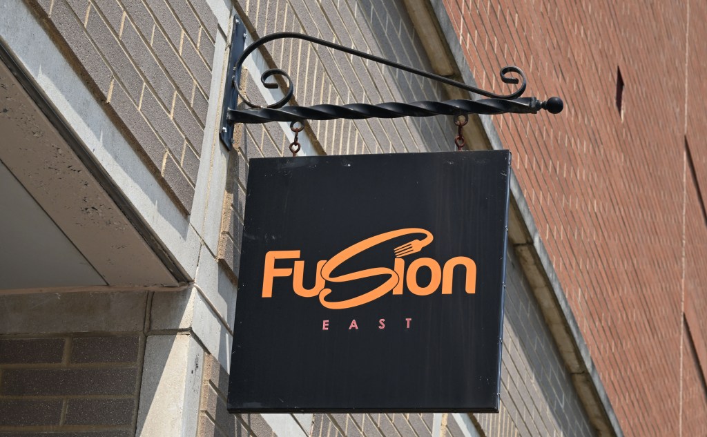 Fusion East restaurant sign.