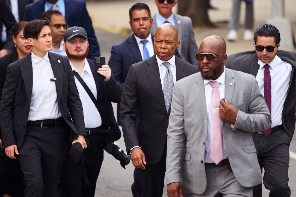 Mayor Eric Adams at the funeral of NYPD Officer Didarul Islam.