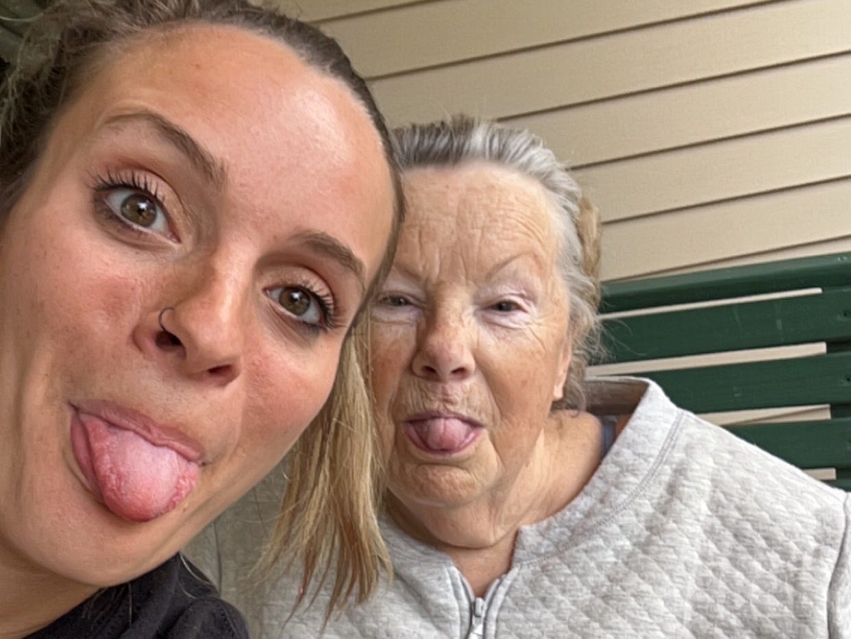 The author poses with her neighbor.