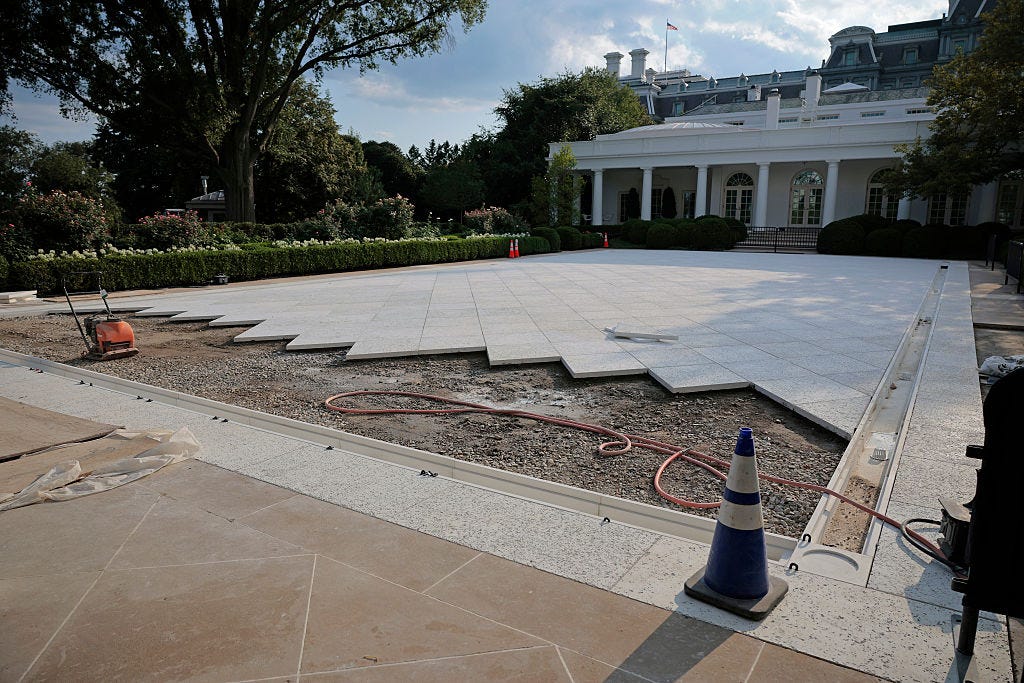 The White House Rose Garden getting paved over.