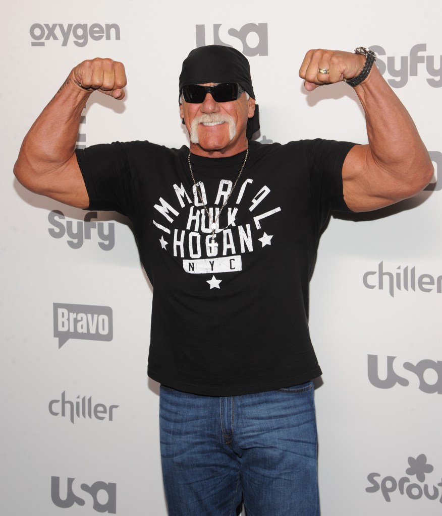 Hulk Hogan flexing his muscles.