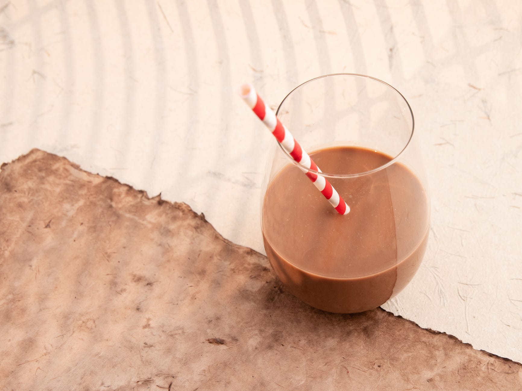 Chocolate milk with straw