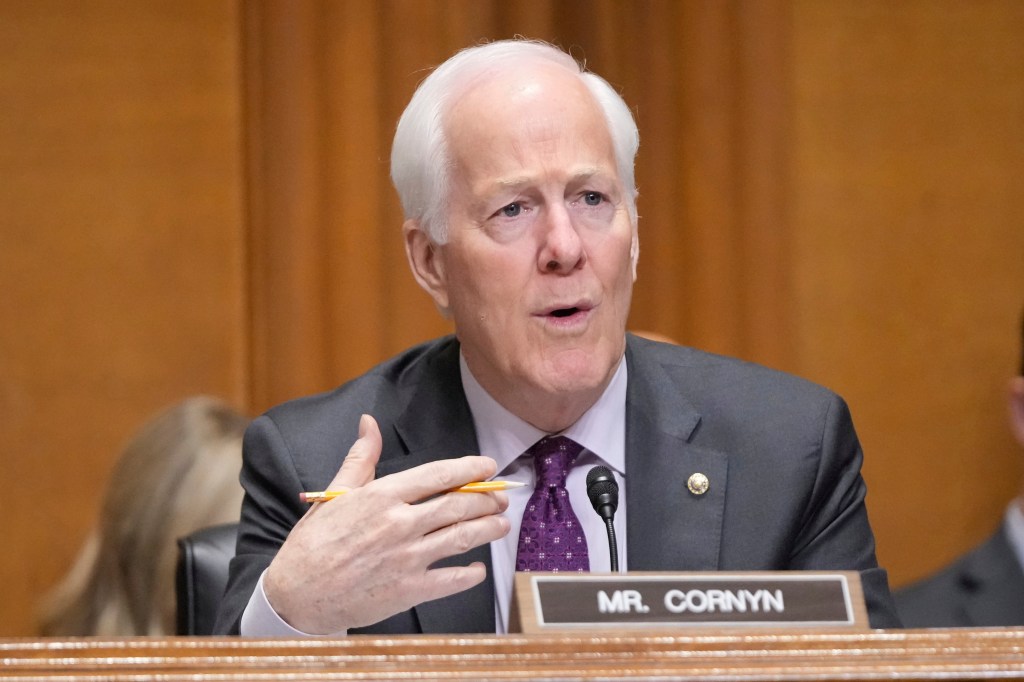 Senator John Cornyn speaking at a hearing.