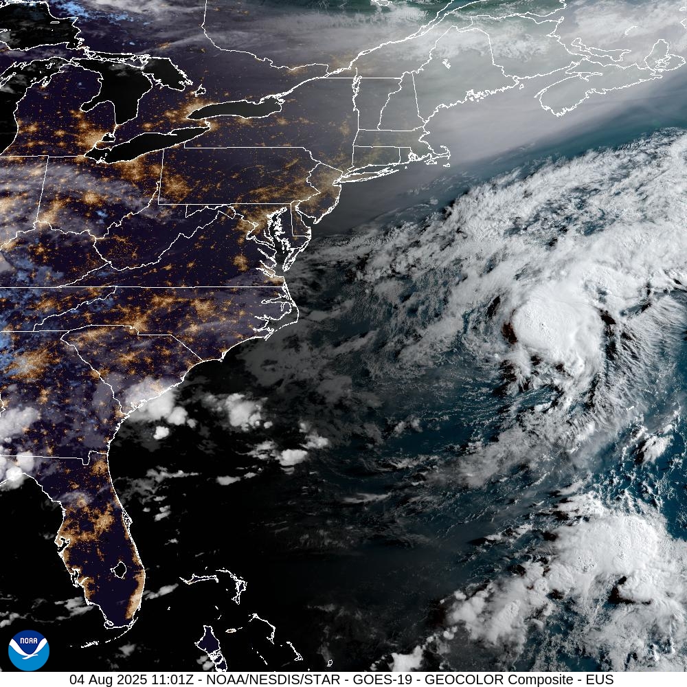 Satellite image of Tropical Storm Dexter in the western Atlantic.