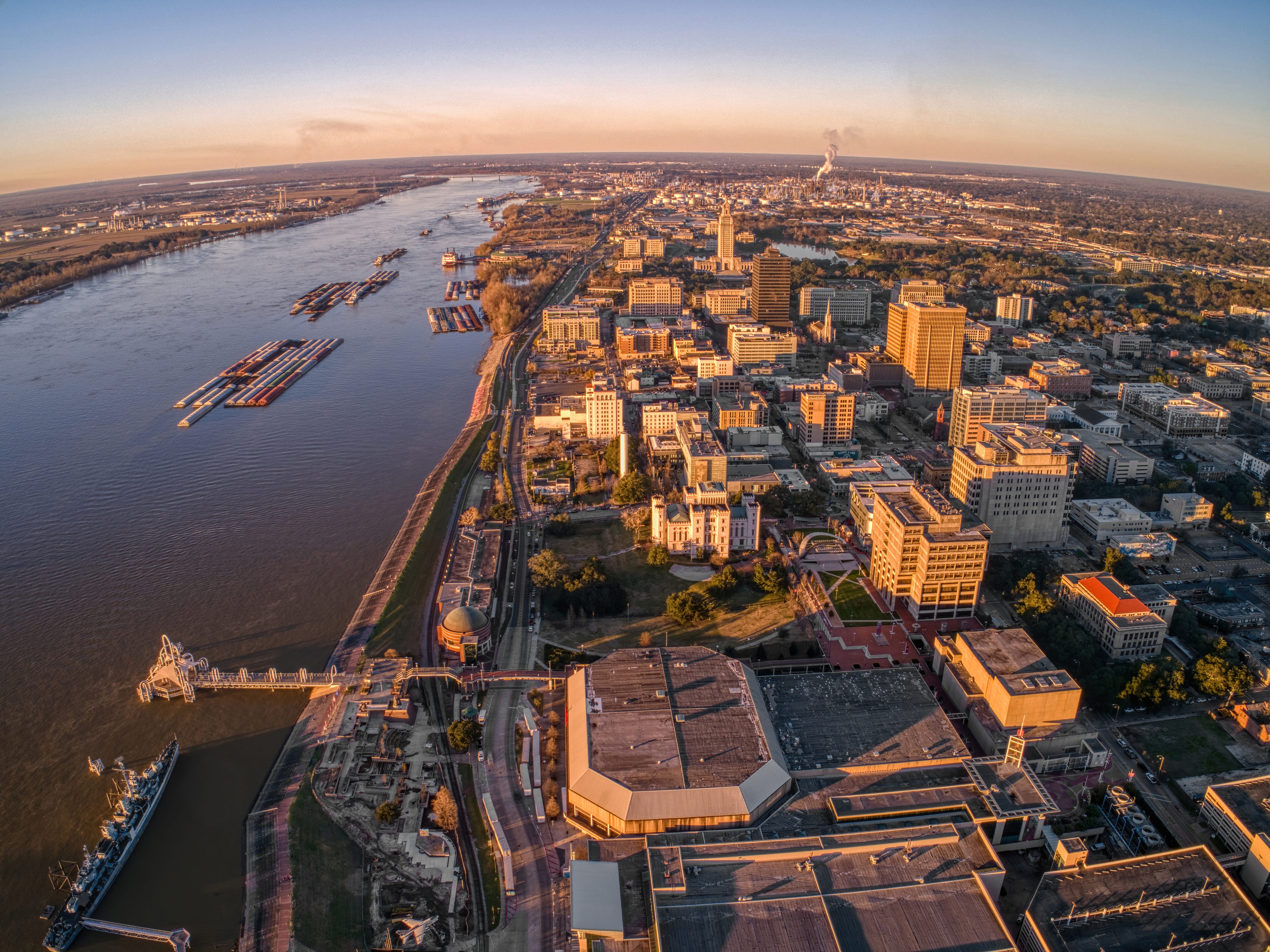 An aerial view of Baton Rouge, Louisiana.
