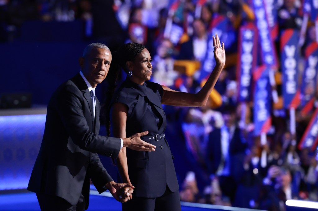 Michelle Obama and Barack Obama at August 2024 DNC