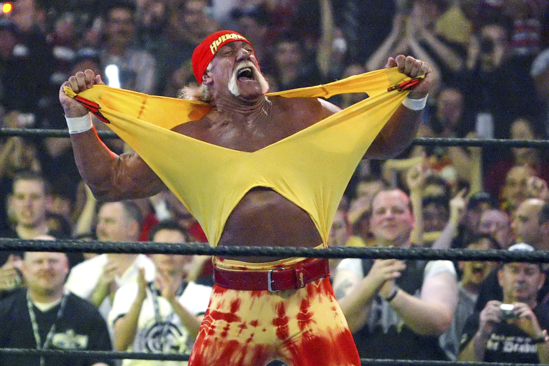 Hulk Hogan ripping his shirt during WrestleMania in 2005