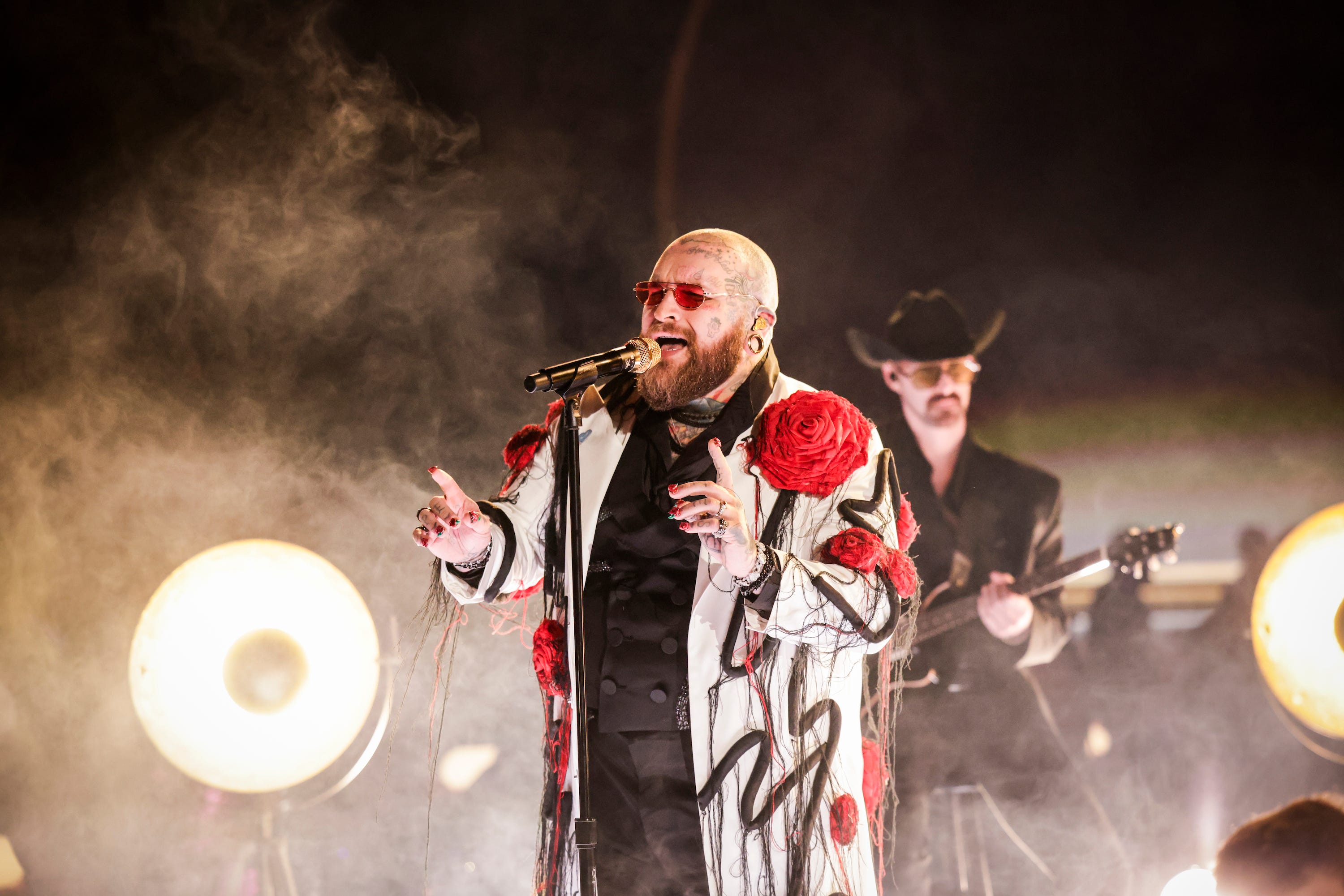Teddy Swims performing onstage at the Grammys.
