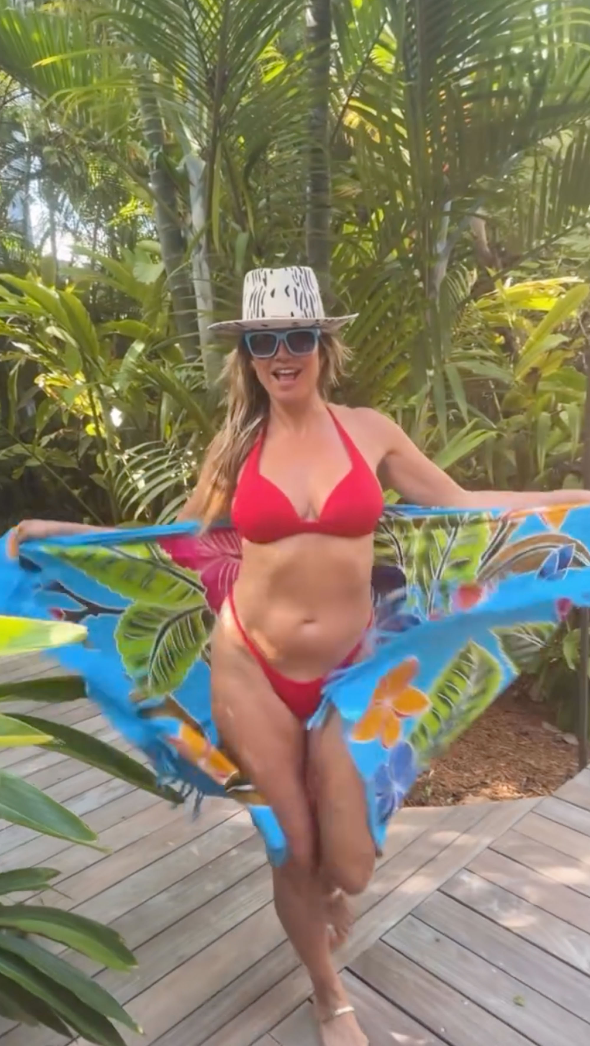 Heidi Klum in a red bikini