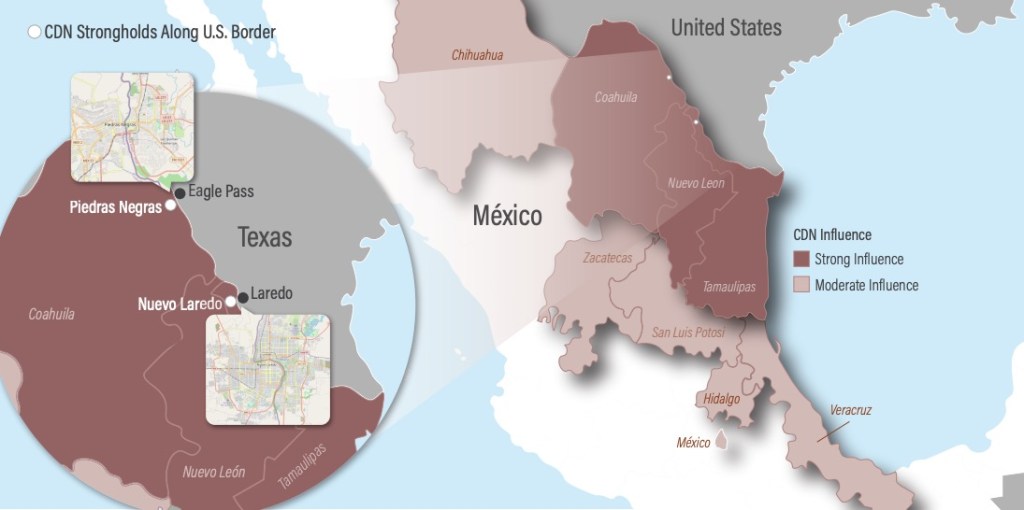 Map of CDN influence in Mexico, showing strong and moderate influence areas.