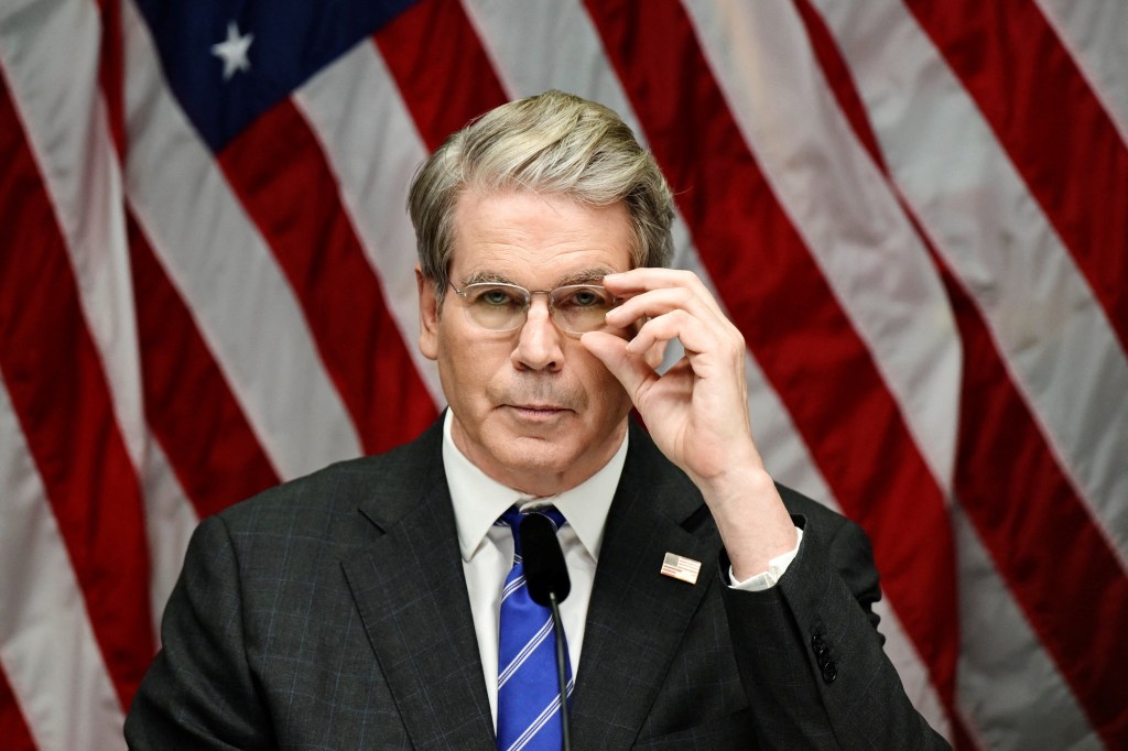 U.S. Treasury Secretary Scott Bessent at a press conference.