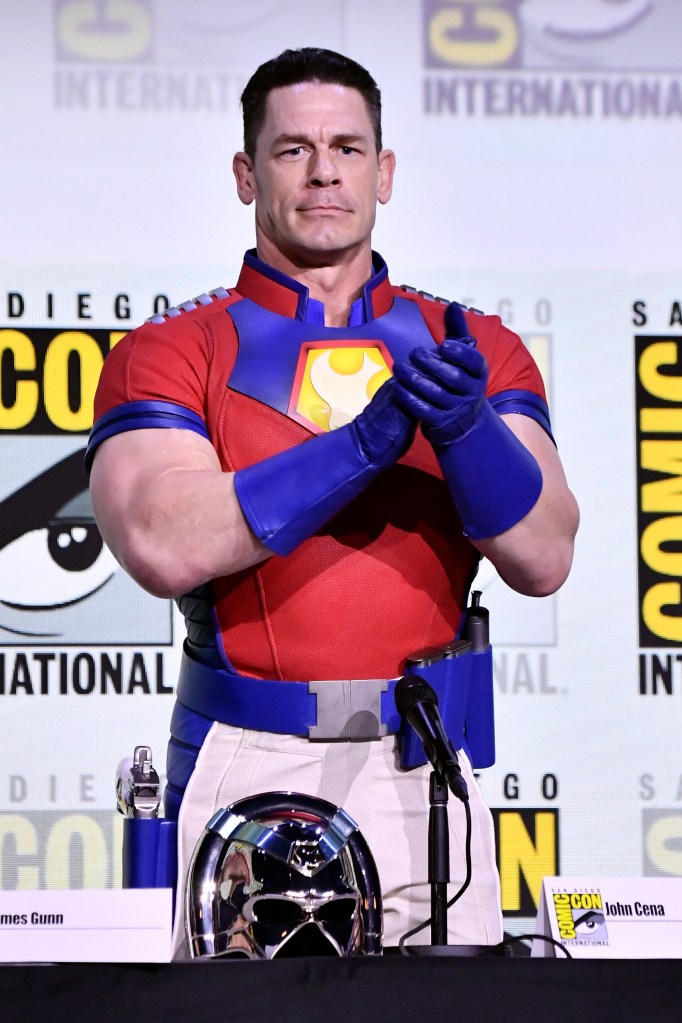 John Cena dressed as Peacemaker at Comic-Con.