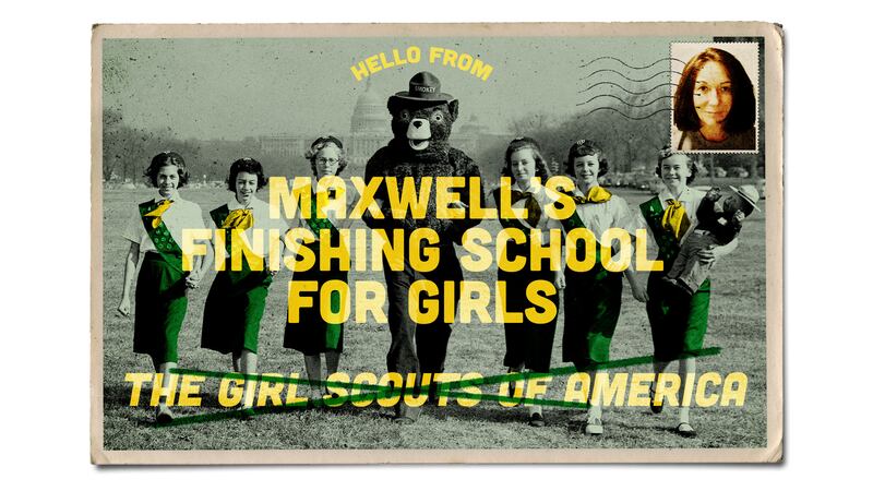 Vintage inspired postcard showing girl scouts being renamed