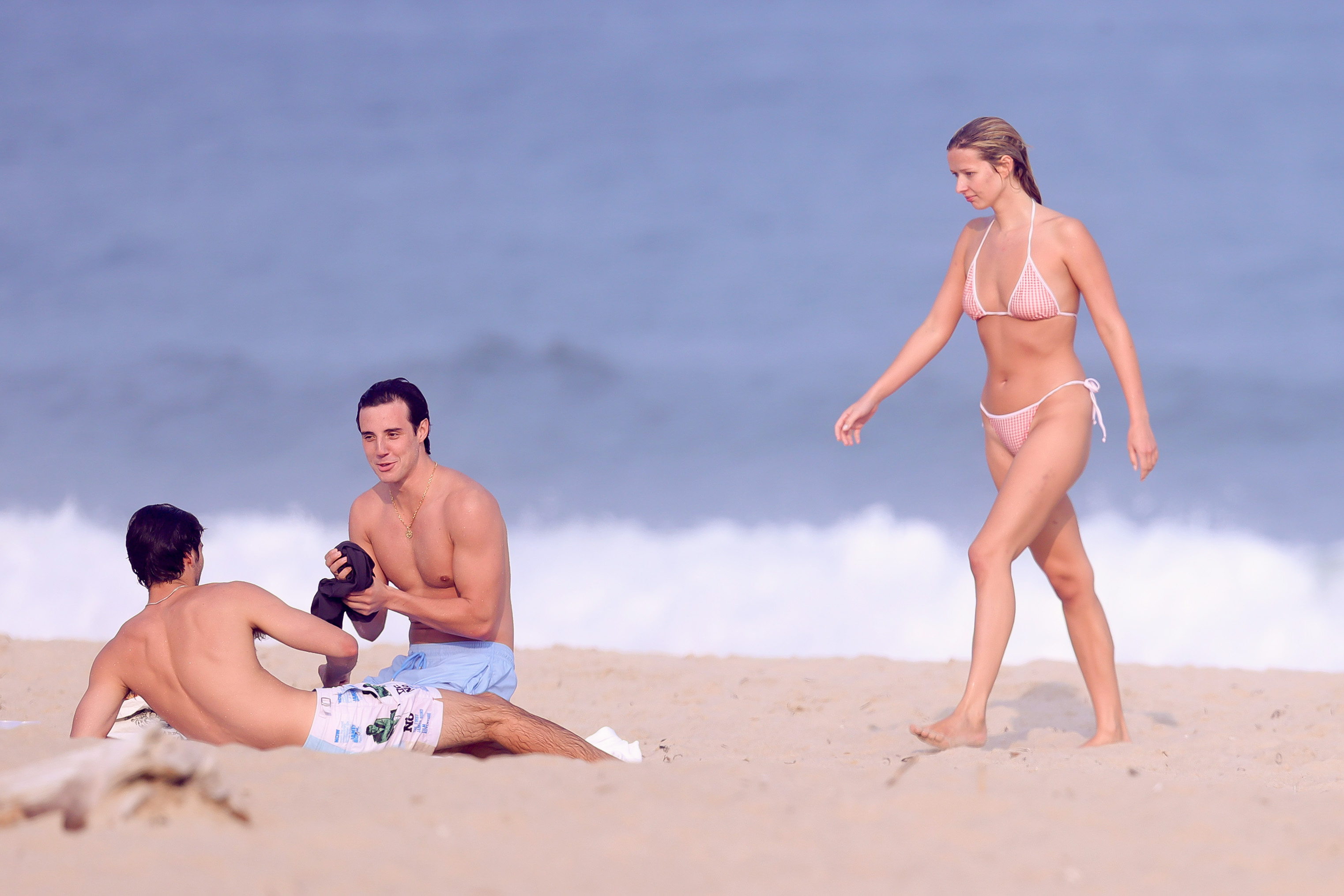 Apple Martin on the beach in the Hamptons in August 2025