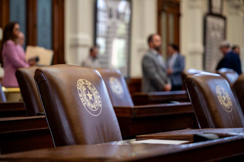 Many seats remain empty during the House meeting's call to order at the state Capitol on August 05, 2025 in Austin, Texas.