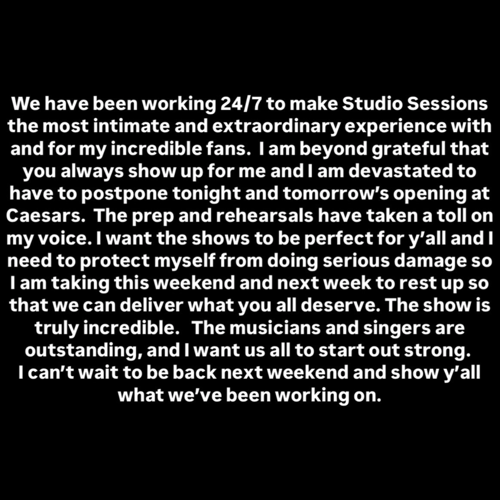 The “Stronger” vocalist postponed the opening night of her Las Vegas residency over Independence Day weekend.