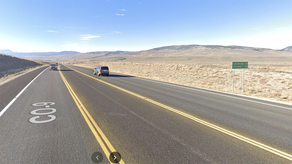 Road scene of a highway in Colorado where a family was killed in a car crash.