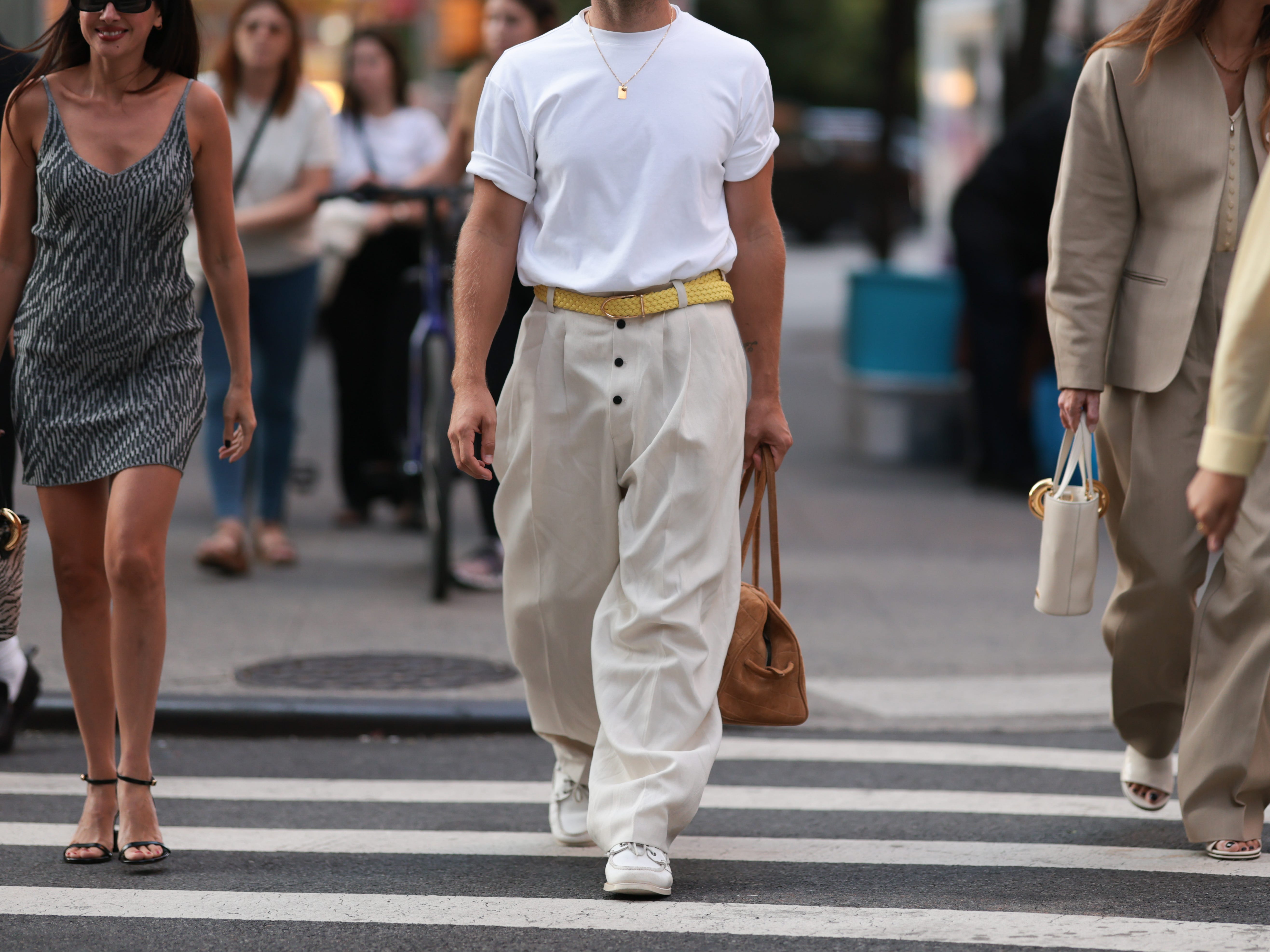 man wearing loose pants and t shirt
