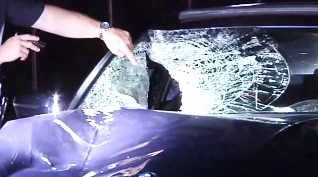 The victim's head went through Gomez's windshield, leaving hair inside the car.
