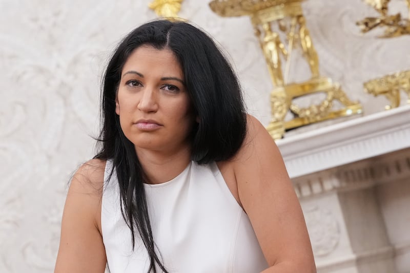 Katie Millerlistens as President Donald Trump and Elon Musk speak to reporters in the Oval Office of the White House on May 30, 2025 in Washington, DC.