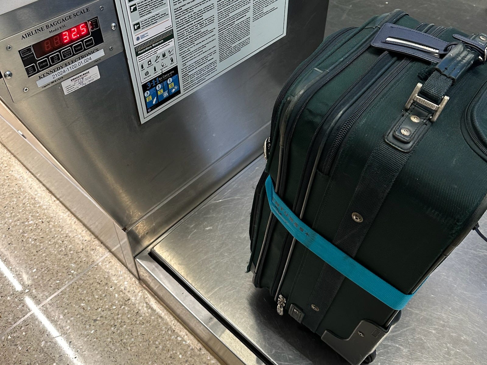 Suitcase on scale