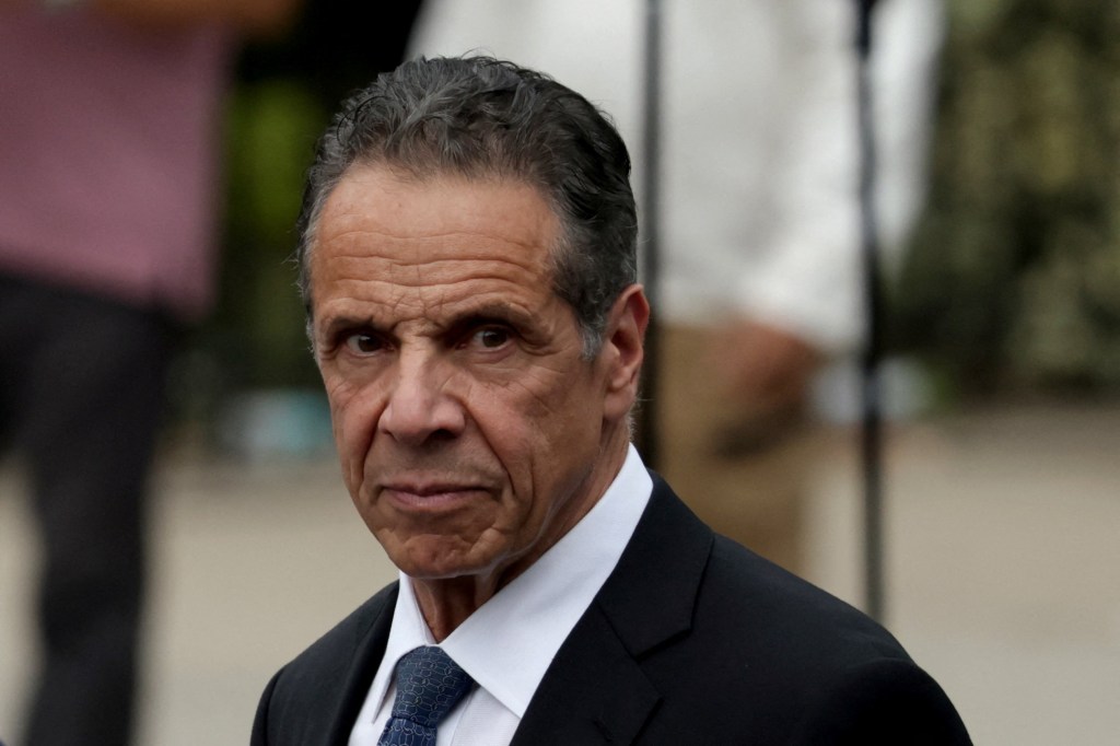 Former New York governor Andrew Cuomo leaves after attending the funeral services for New York City Police Department (NYPD) officer Didarul Islam, killed during a mass shooting event at a midtown Manhattan office tower on July 28, in the Bronx borough of New York City, U.S., July 31, 2025.