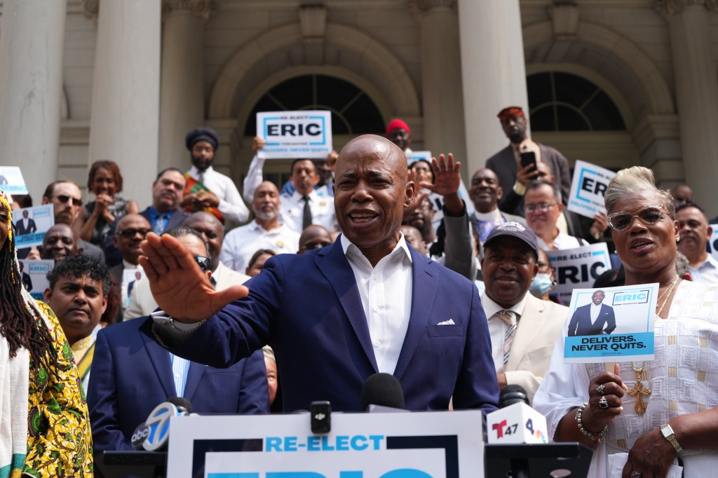 New York City Mayor Eric Adams joined faith leaders from across the city at City Hall as they formally endorsed his bid for re-election.on Tuesday, August 5, 2025, in New York, N.Y.