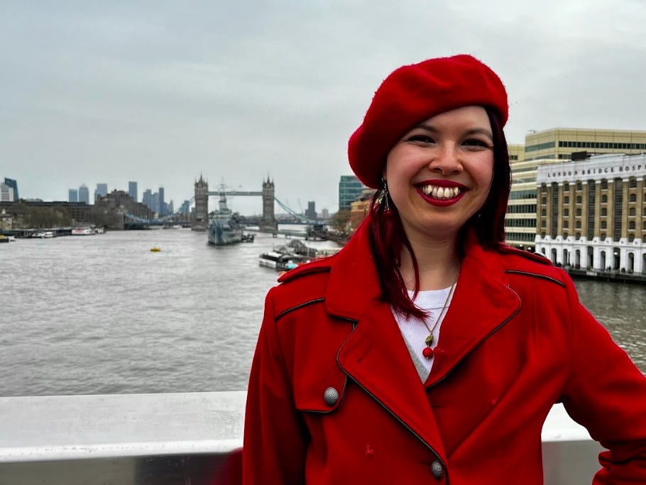 The writer at London Bridge in the UK.