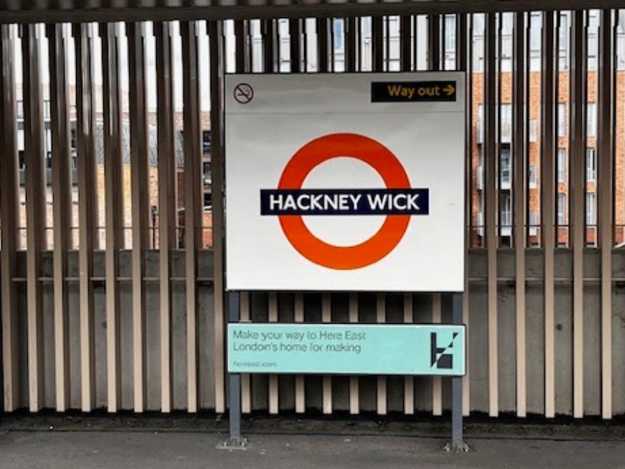The Hackney Wick Tube stop near where the writer stayed in London.