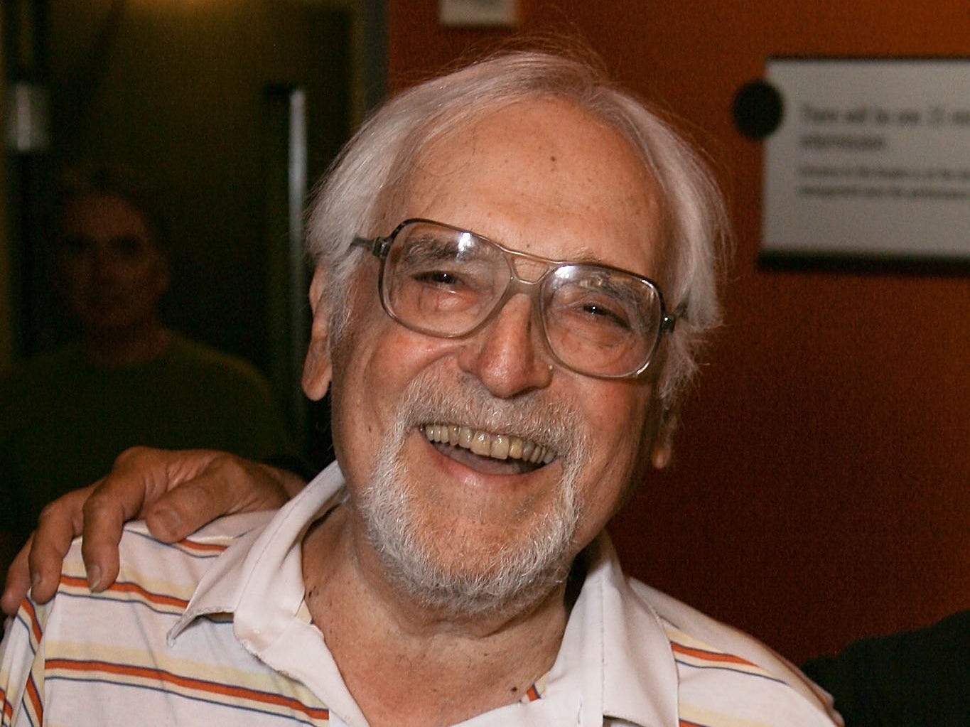 Cast membsers actors Harold Gould and Michael Lerner pose at the opening night party for Two Unrelated Plays by David Mamet 