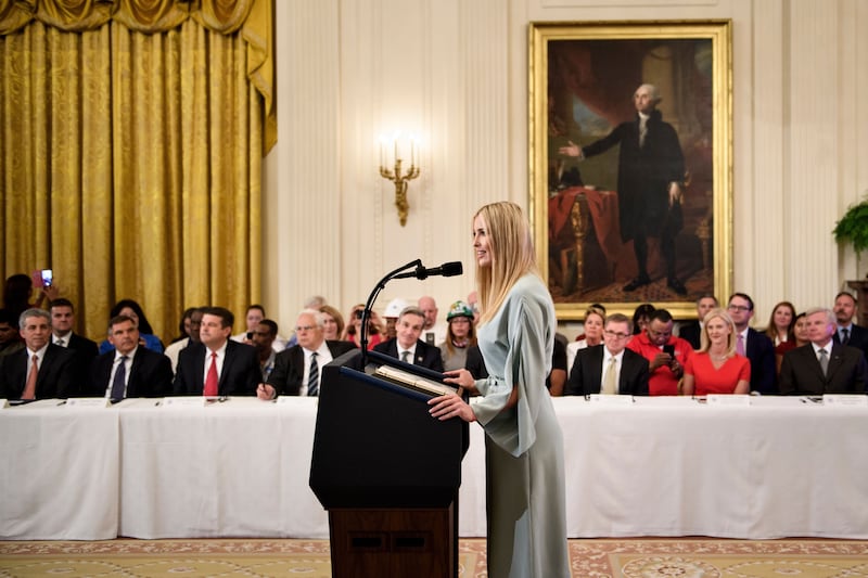 Ivanka Trump speaks during a 