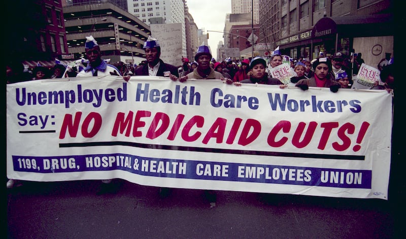 NEW YORK, NY - December 12: MANDATORY CREDIT Bill Tompkins/Getty Images Protest concerning cuts to the Medicaid budget and benefits on December 12th, 1992 in New York City. (Photo by Bill Tompkins/Getty Images)"n