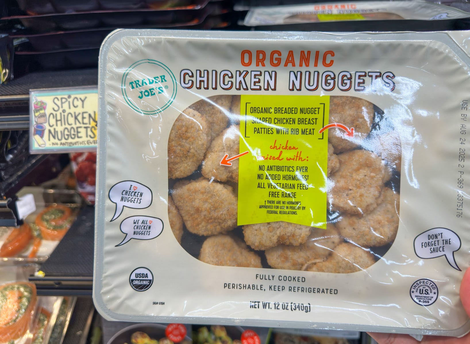 Organic chicken nuggets from Trader Joe's.