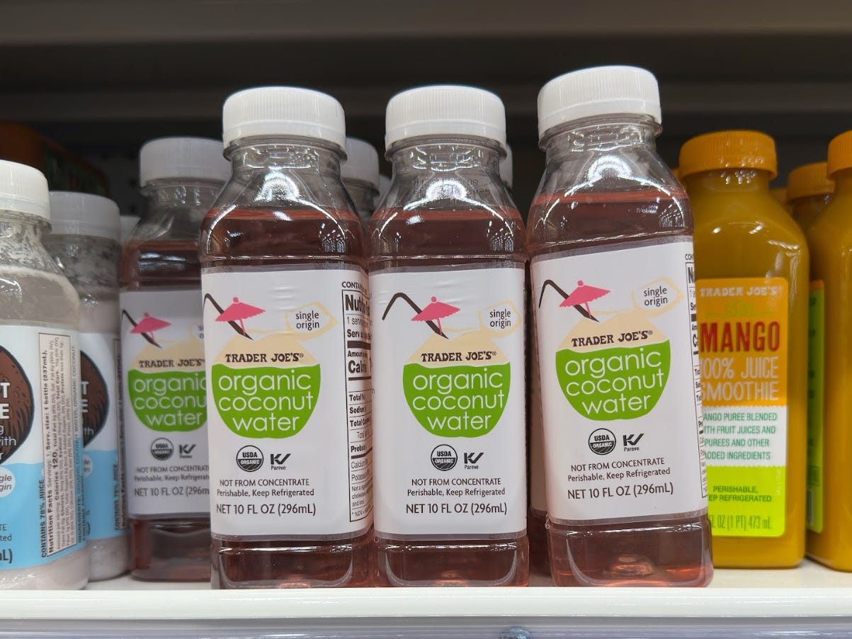 Trader Joe's organic coconut water.