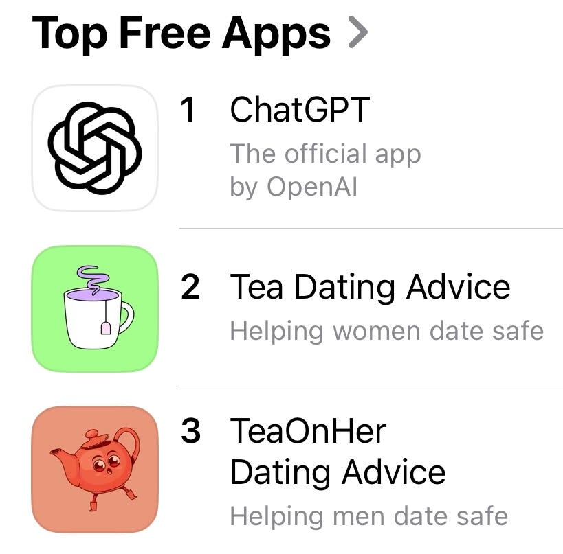 Screenshot of top apps in Apple App Store