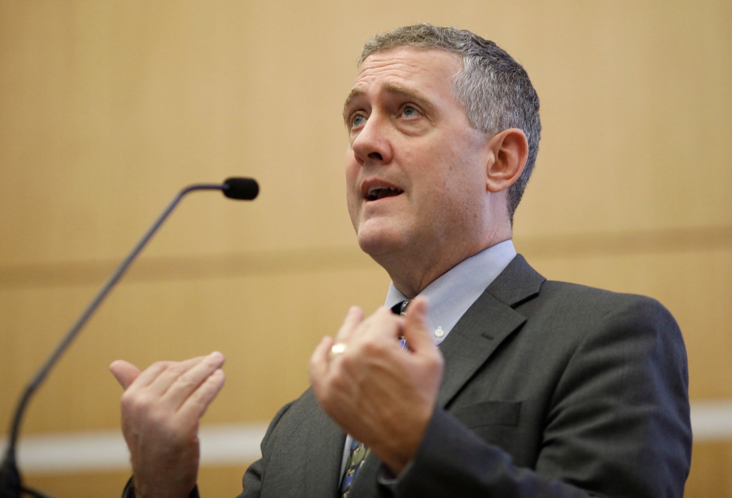 James Bullard, seen here in 2018, speaks during a public lecture