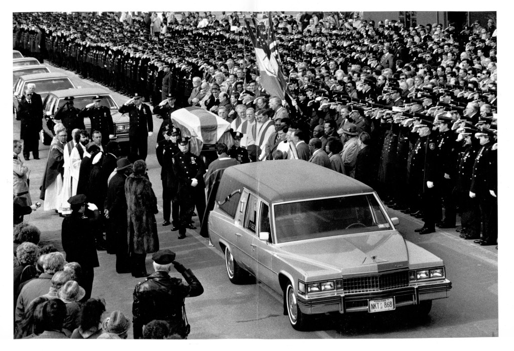 Funeral procession for NYPD Officer Edward Byrne.