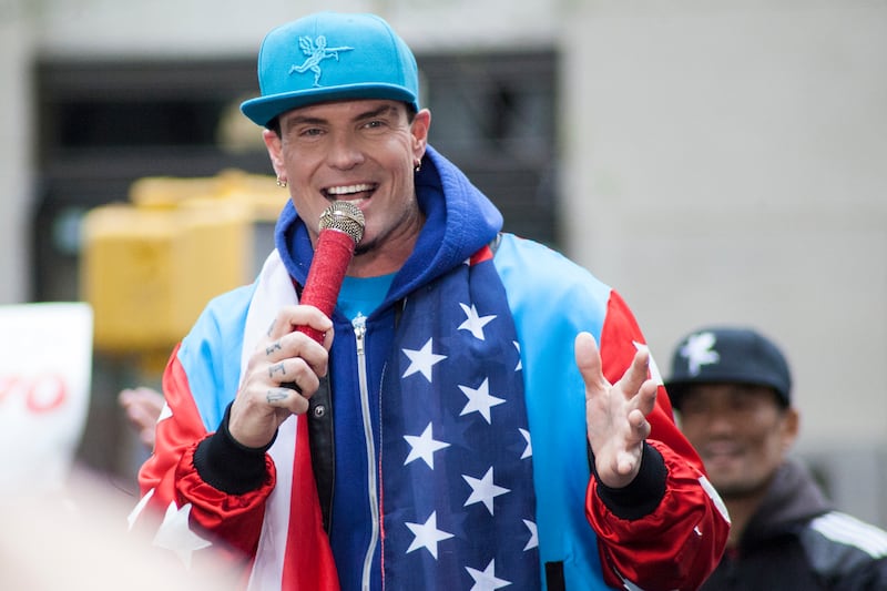Vanilla Ice performs live during an episode of NBC's