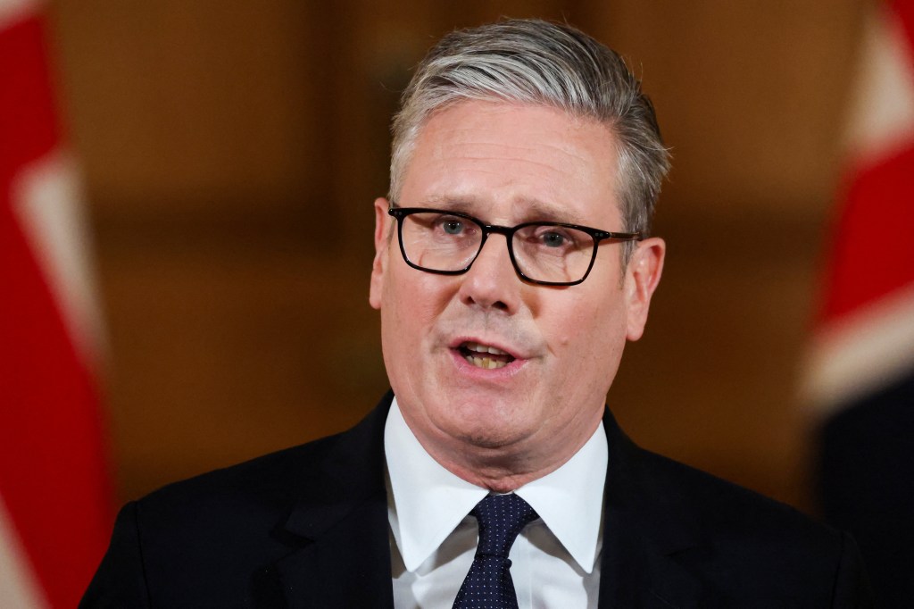 Keir Starmer speaking at a press conference.