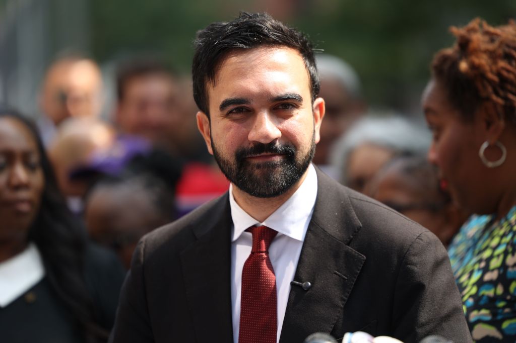 Zohran Mamdani, NYC mayoral candidate, at a press conference.