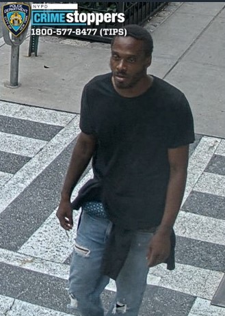 CrimeStoppers image shows suspect wanted for punching elderly man outside of NYC Apple store on Aug. 5, 2025 as he walks down the street
