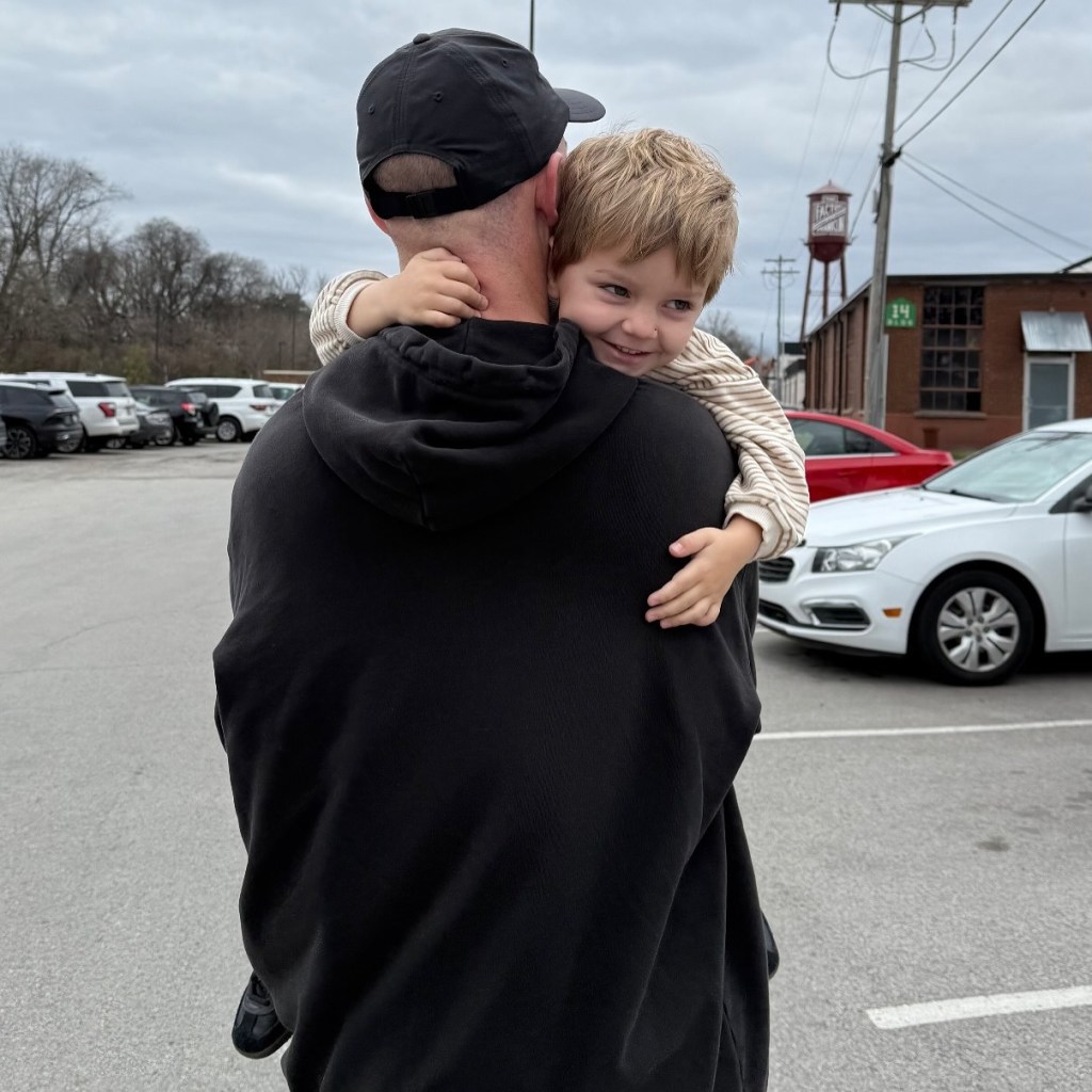 Brady Kiser with his son Trigg before the tots drowning on May 12, 2025.