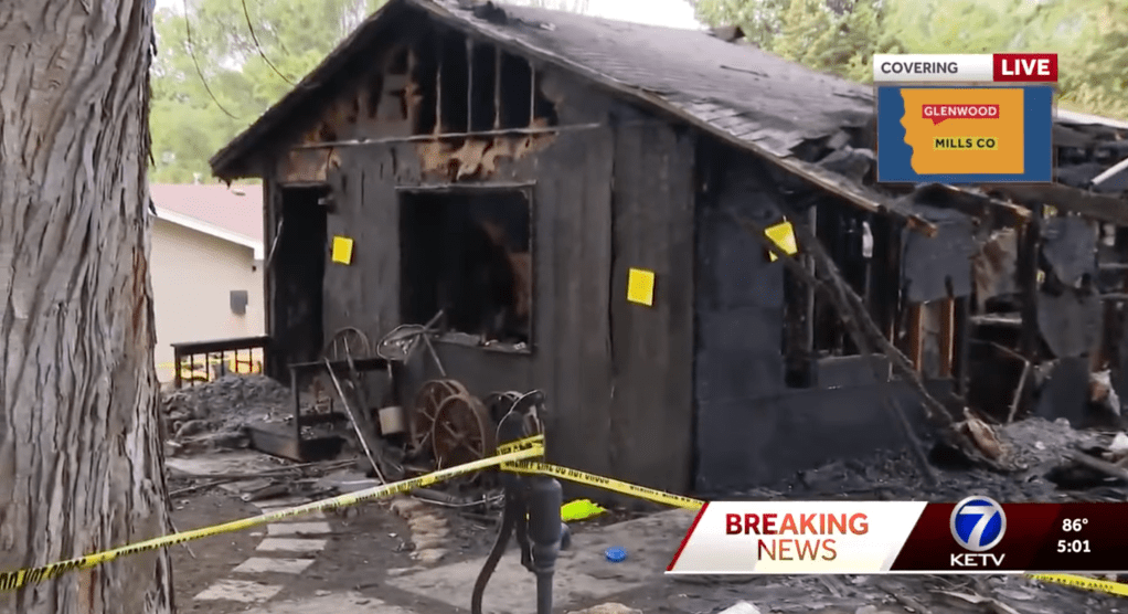 The charred remains of the home after the fire was extinguished.