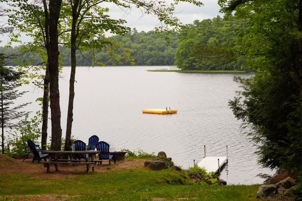 Crawford Pond in Union, Maine on July 9, 2025, where police are conducting the murder investigation.