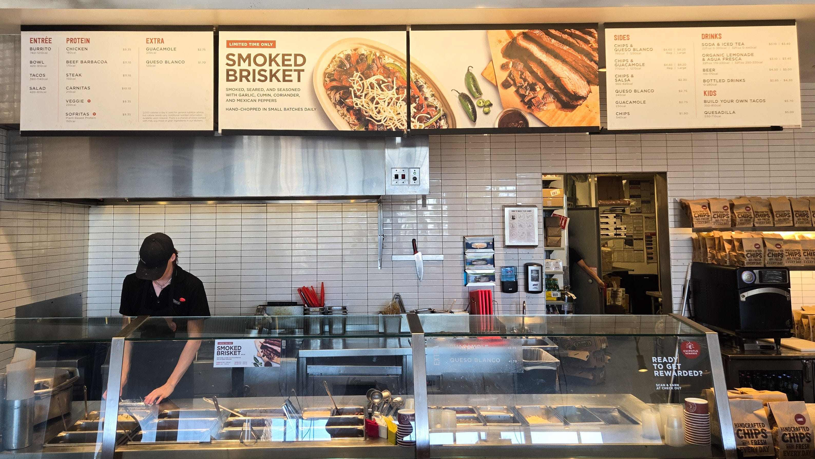 A lone worker at Chipotle.