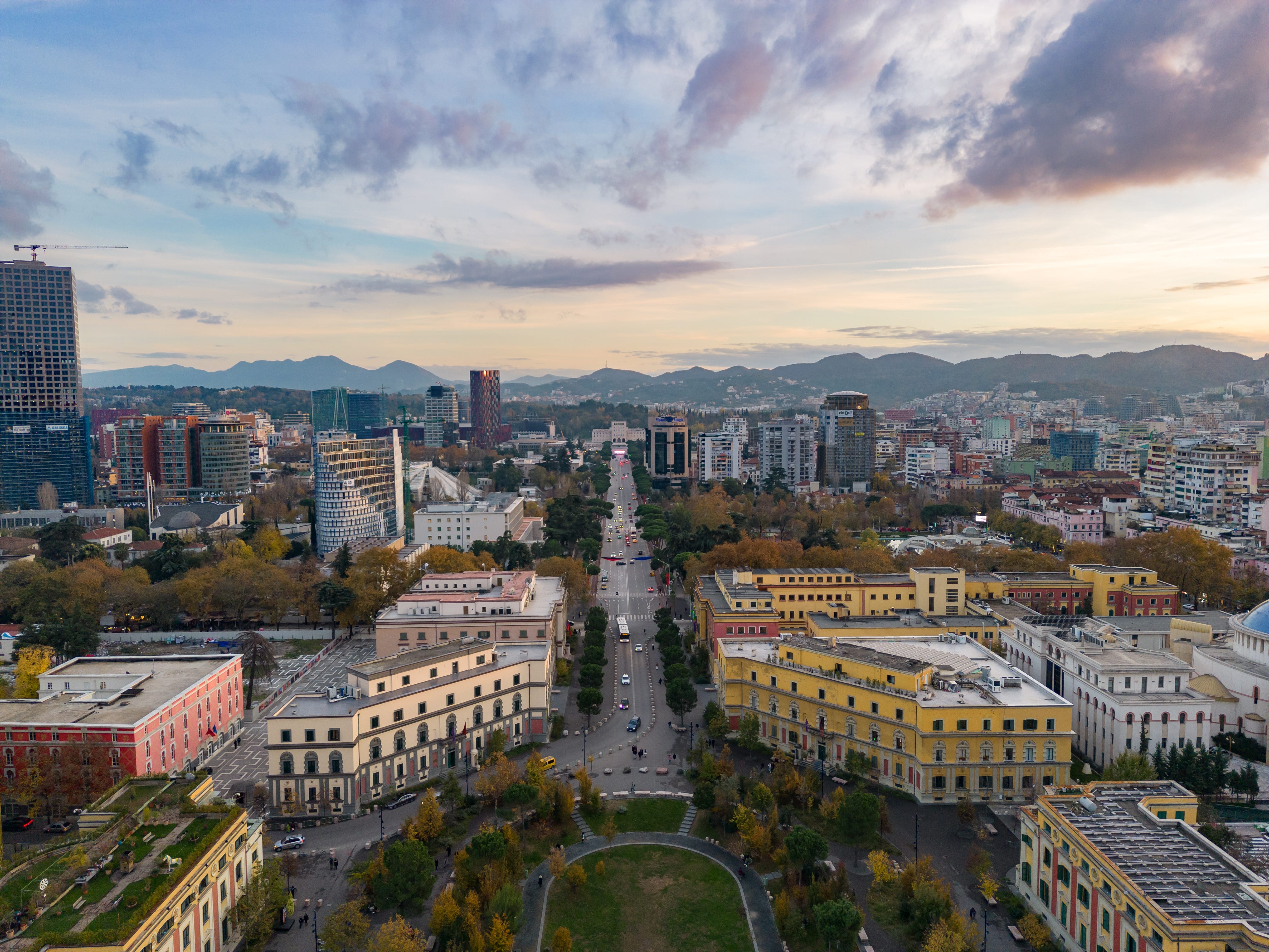 Tirana, Albania, town square.